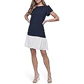 DKNY Womens Tulip Sleeve Ruffle Hem Mini Dress