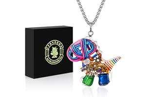 FYNVRONA Original Handcrafted Dinosaur Pendant Necklace, Steampunk Resin Design with Mini Gears, Stainless Steel Chain, Unisex Gift in Box