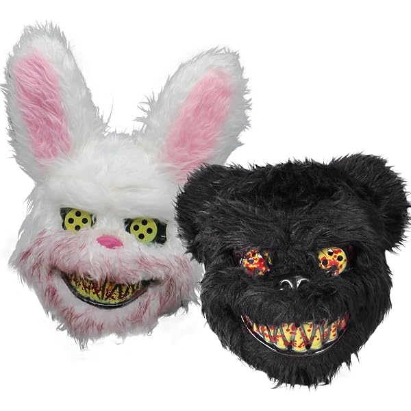 Masque D'Halloween Lapin Effrayant Sanglant - Costume Animal Horreur Pour Adulte - Déco Maison Hantée Ou Fête Déguisée