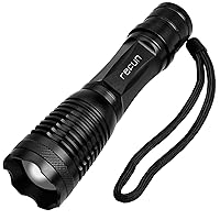 Refun E6 High Powered LED Flashlight, Ultra Bright Handheld Flashlight, Portable Outdoor Water Resistant Torch with Adjustable Focus and 5 Light Modes for Camping Hiking etc