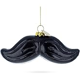 Mustache Blown Glass Christmas Ornament