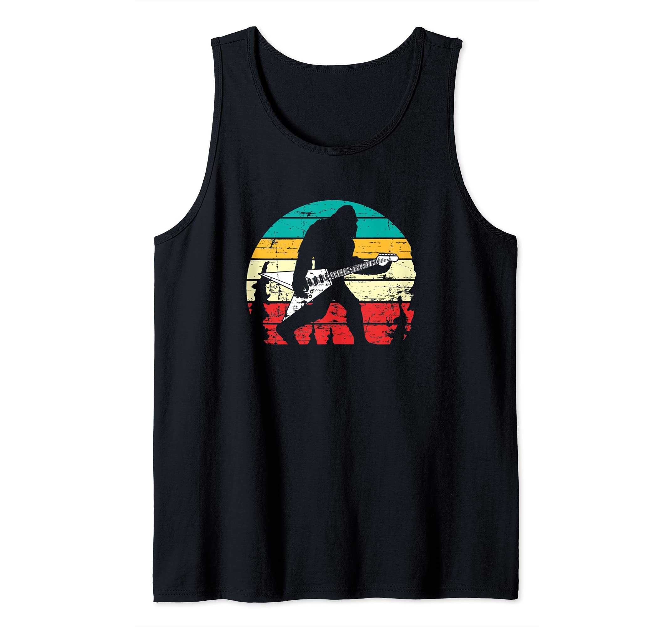 Funny Guitar Player Sasquatch Bigfoot Guitarist Retro Guitar Tank Top