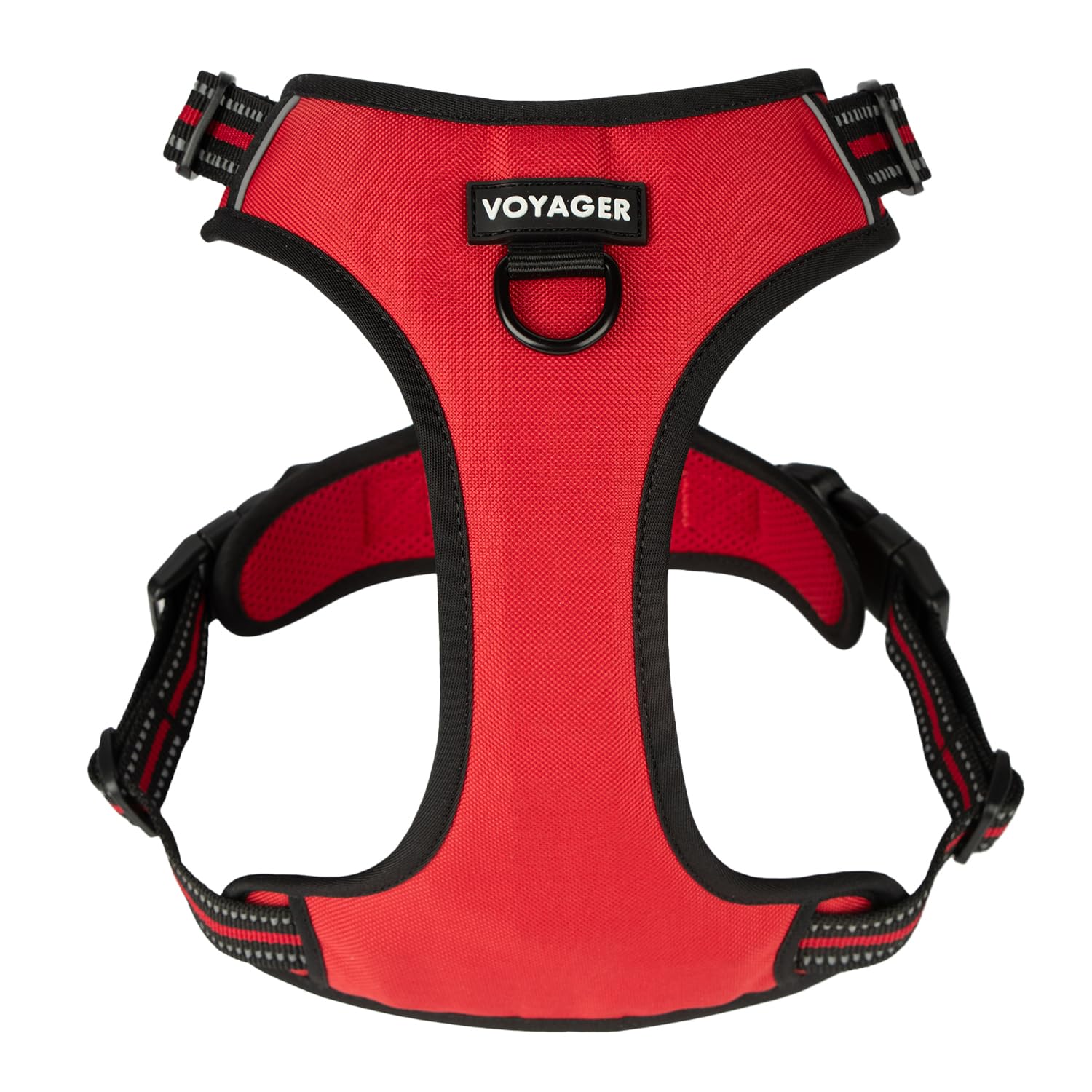 Voyager Dog Harness Dual Leash Attachment No-Pull Control Adjustable Soft but Strong Pet Harness for Medium and Large Dogs with 3M Reflective Technology - Red Lattice, M (Chest: 20 - 25")