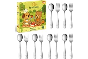 DEHOV Toddler Eating Utensils Set,Set Of 12 Food Grade Stainless Steel Silverware Sets For Kids,Dishwasher Safe Children Small Metal Spoons And Forks Flatware Sets