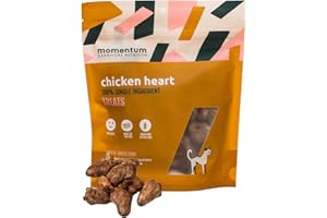 Momentum Carnivore Nutrition Freeze-Dried Chicken Heart Cat Treats – Single-Ingredient, All-Natural, Grain-Free Treats – 1.9 oz Bag