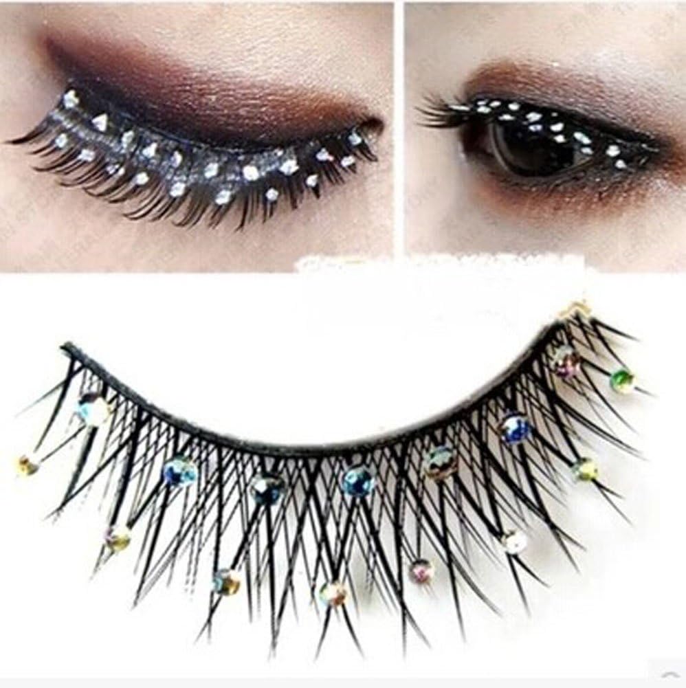 Handmade Stage Performances Exaggerated Rhinestone False Eyelashes5 Pairs