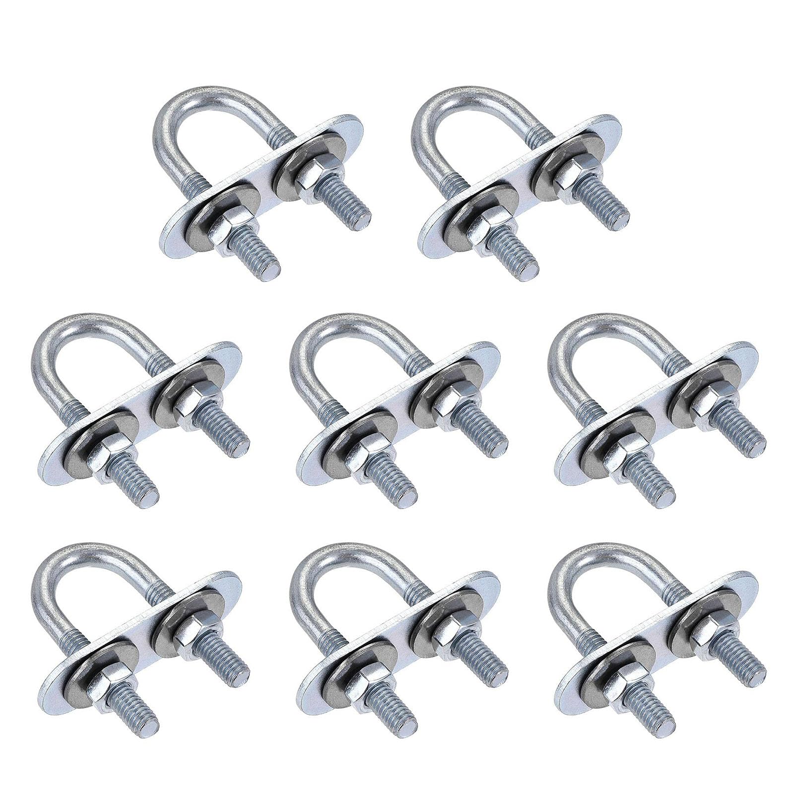 TA-VIGOR 8 sets M6 Round U-Bolts, 16mm Inner Width 46mm Length Steel U-Bolts with Nut, Plate, Washer for Attaching Piping Conduit Cable Tube Brackets Boat Trailer