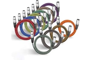 BIFALE Heavy Duty Hybrid Braided XLR Patch Cable - 2ft, 3Pin XLR Male to Female Multi-Colored Microphone Cable - Balanced Mic