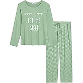 Joyaria Lightweight Bamboo Viscose Pajamas Women Cooling Sweat Wicking Long Sleeve PJs Set Sleepwear S-XXL