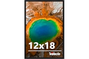 Veleclo 12x18 Picture Frame for Wall Display, 12x18 Black Picture Frame with Shatter Resistant Plexiglass, Stable and Sturdy 12 x 18 Poster Frame for Wall Display, Handpicked Gift Collection, 1 Pack