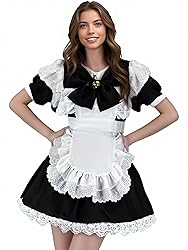 TOONRAIN Women's Maid Costume Adult French Bow
