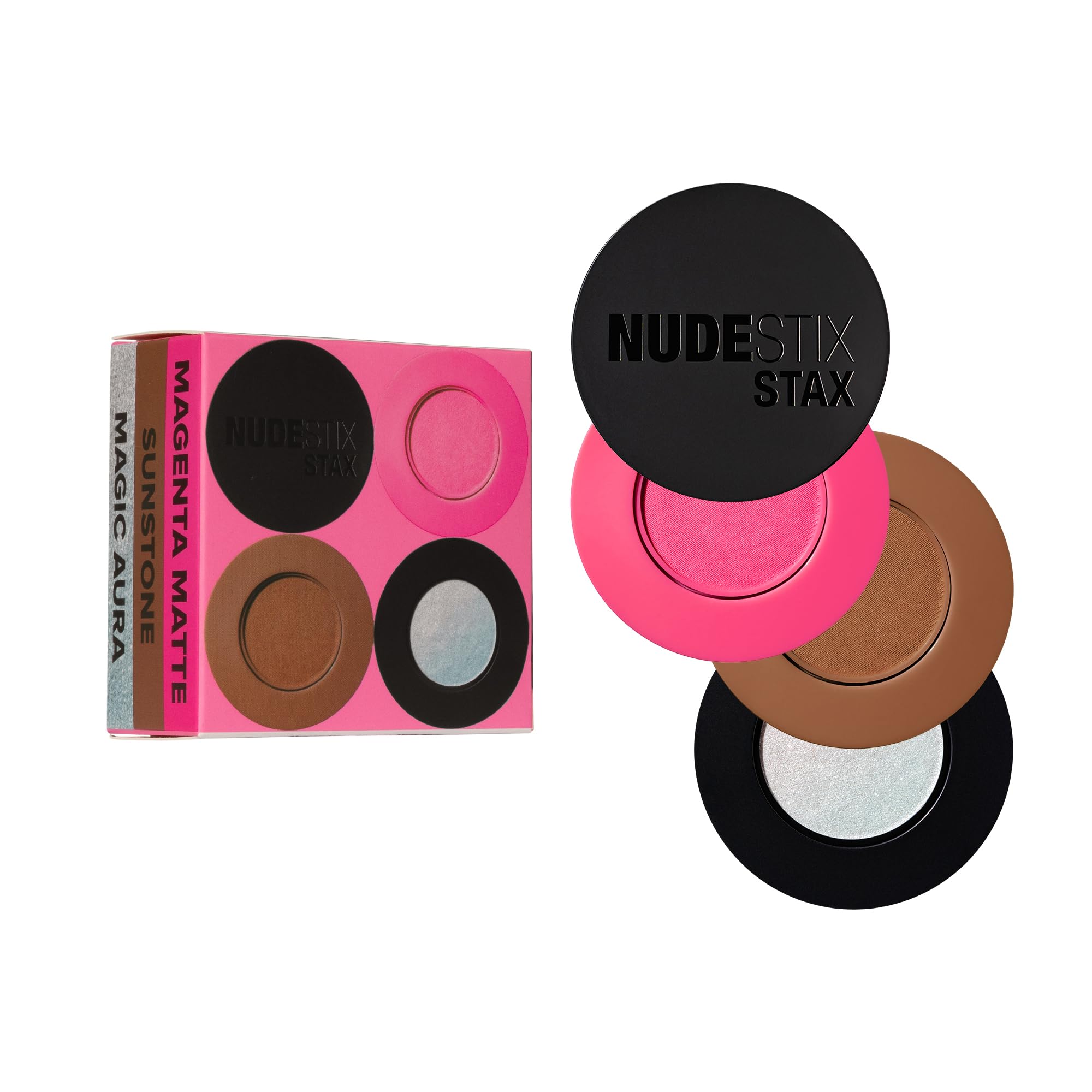 Photo 1 of Nudestix Sunpink Glow STAX Set – 3-Piece Cream Blush & Highlighter Sticks for Cheeks, Lips & Eyes | Includes Sunstone, Magenta Matte & Magic Aura | Multi-Use, Stackable, Vegan Makeup Set