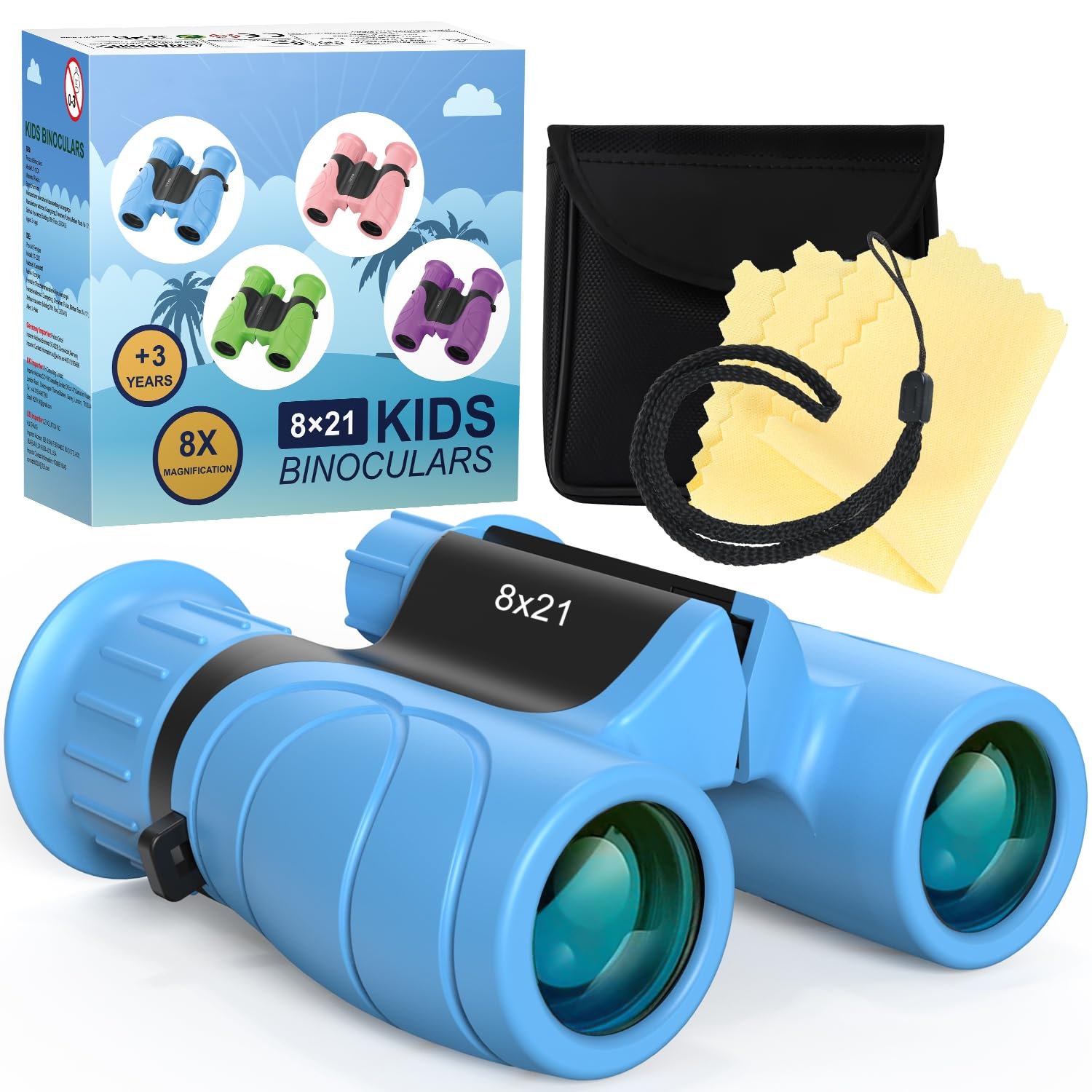 Binoculars for Kids, Small Binoculars 8x21 Waterproof Binoculars Small for Adults and Kids, HD Binoculars with Bag, Bird Watching, Hiking, Tourism, Wildlife and Sports