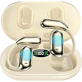 Real-Time AI Translation Earbuds, Open-Ear Audifonos Traductores Inglés Español Two-Way Translator Headphones, Bluetooth Wireless Earhooks for Business, Travel, Learning, Meetings (Light Beige)
