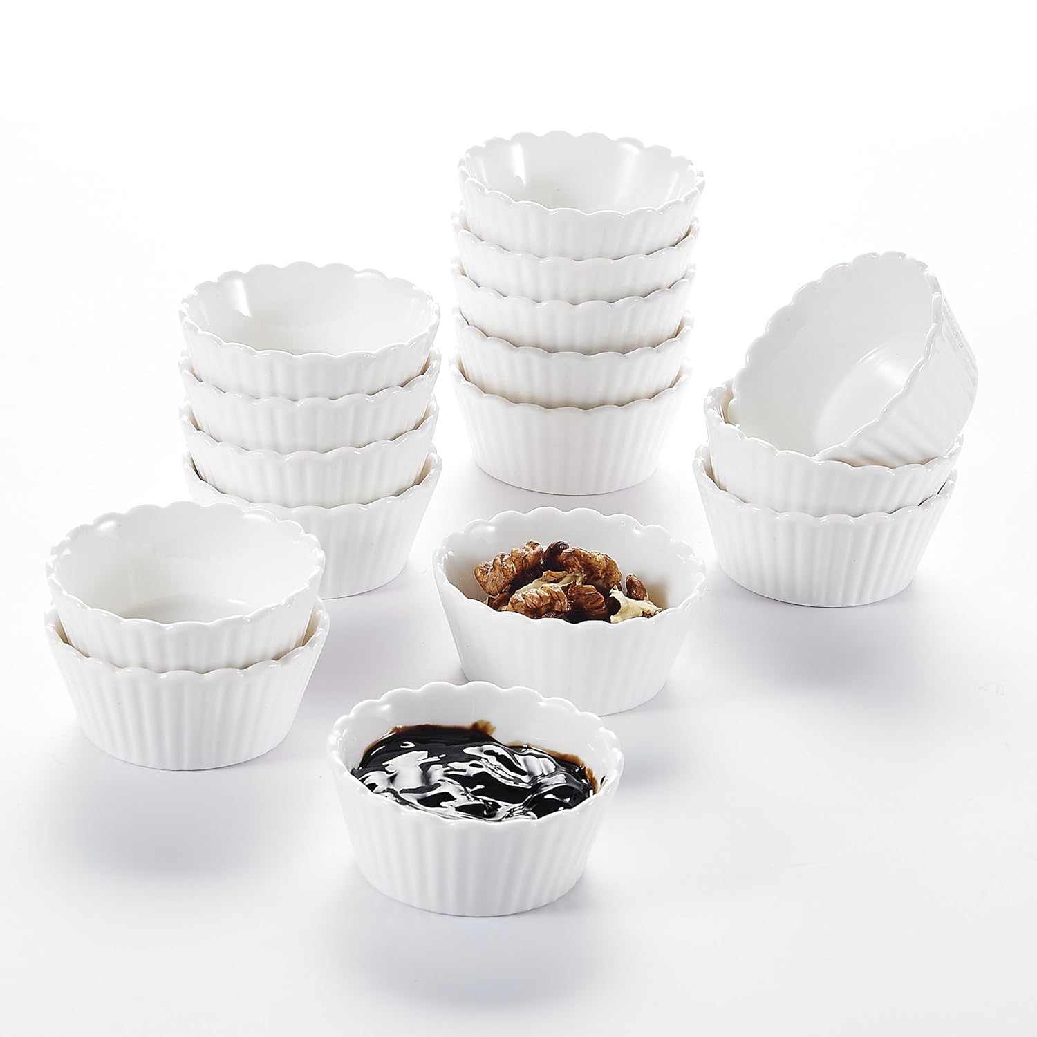 Malacasa, Series Ramekin, 16Piece 2.75" Mini Ramekins Ivory White