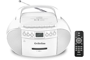 Gelielim Portable CD and Cassette Player Boombox Combo, AM/FM Radio Tape Recorder Casette Player with Remote, Bluetooth CD Tape Player USB Playback & Earphone Jack,Battery Powered/Plug in for Home