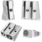 OFiSEXPT Metal Pencil Sharpeners, 4pcs Manual Double Hole Pencil Sharpener for Colored Graphite Pencils, Crayon Sharpener, Home School Office