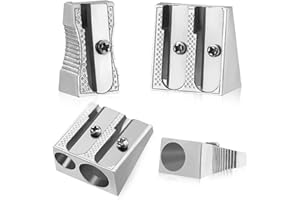 OFiSEXPT Metal Pencil Sharpeners, 4pcs Manual Double Hole Pencil Sharpener for Colored Graphite Pencils, Crayon Sharpener, Home School Office