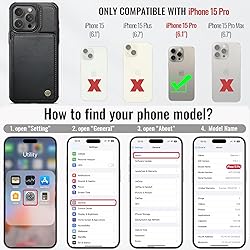 Vinich for iPhone 15 Pro Wallet Case with Card
