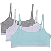 Maidenform Girls Logo Band Cotton Crop Training Bra, 3 Pack