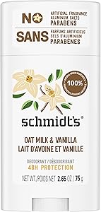 Schmidt's Aluminum-Free Vegan Deodorant Vanilla & Oat Milk with 24 Hour Odor Protection, for Women and Men, Natural Ingredien
