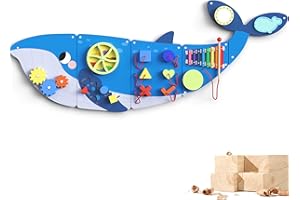 BlueWood Wooden Wall Busy Board Panels, Toddler Learning Activity Center, Montessori Philosophy Sensory, Educational Toys, Conducive to All-Round Development - Whale