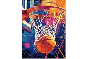 Reivworl Basketball Diamond Art Kits for Adults, Basketball Diamond Painting Kits, 5D Gem Art Kit for Gifts and Home Interior