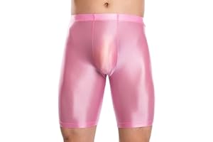 Ausing Men Short Glossy Oily Tight Shorts Skinny Stretch See Through Pant for Bodybuilding Gym Fitness M-XXL