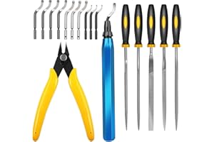 NUJZUIR 3D Print Deburring Tool Set with 11pc High Speed Steel Multipurpose Blades Removing Burr 5Pcs Needle File 1pc Micro Wire Cutter for 3D Printed Edges Metal Resin Copper Plastic PVC Pipes