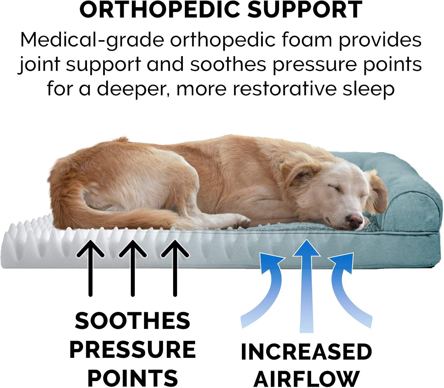 Furhaven Pet Dog Bed - Orthopedic Ultra Plush Faux Fur and Suede Traditional Sofa-Style Living Room Couch Pet Bed with Removable Cover for Dogs and Cats, Deep Pool, Large : Pet Supplies