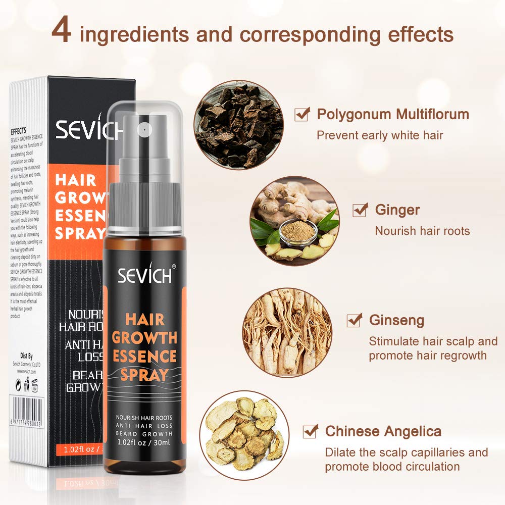 Hair Grow Spray, Anti Hair Loss, Thinning, Balding, Natural Ingredients Hair Regrowth Treatment for Stronger, Thicker, Longer Hair Grow, Repair Hair Follicles, All Hair Types, Men and Women : Beauty