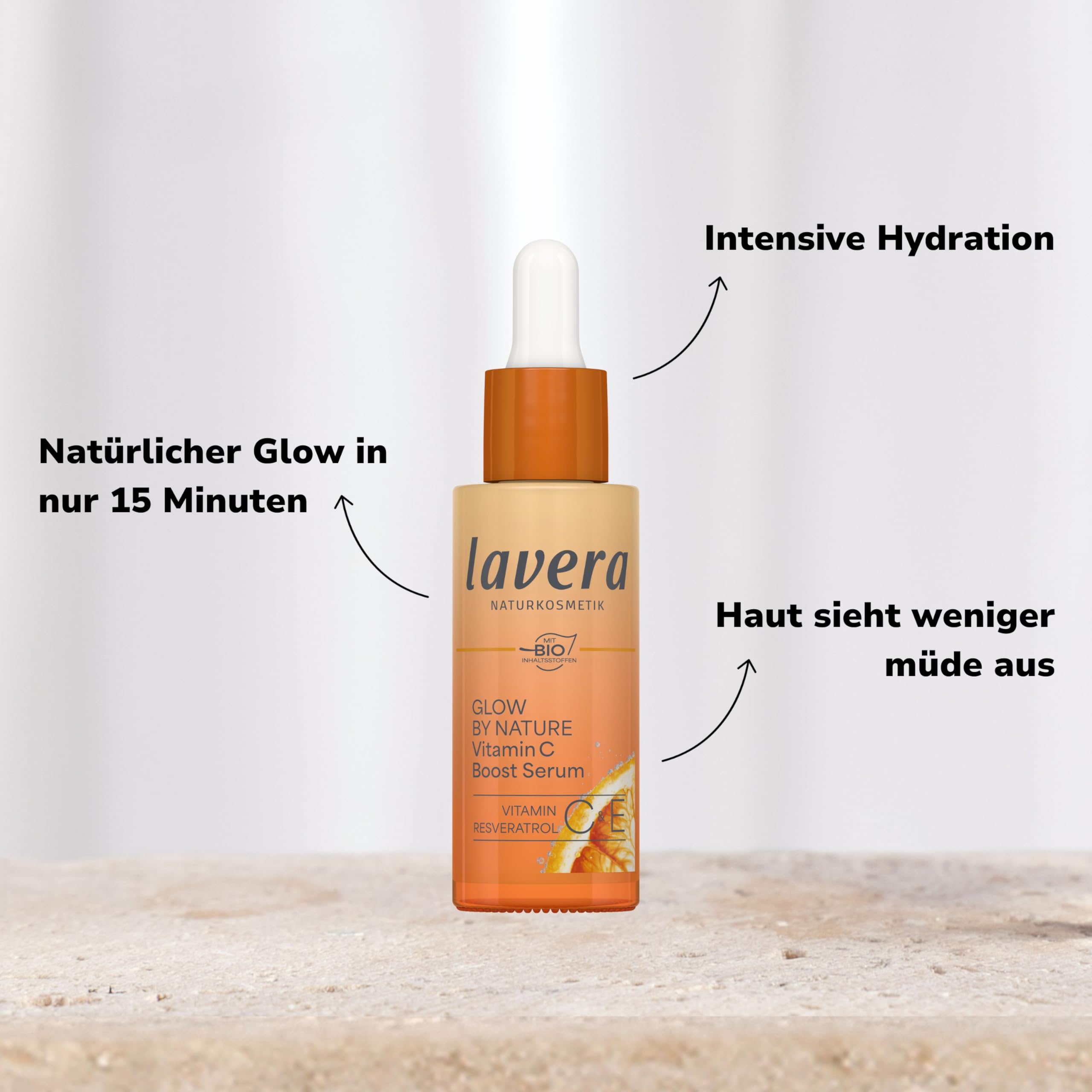 lavera Glow By Nature Vitamin C Boost Serum - intensive Hydration - erfrischt & geschmeidigt - mildert Pigmentflecken & Pickelmale - Q10 - vegan - Naturkosmetik - 30 ml 3