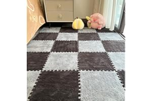 Milkrugs Puzzle Rug, Plush Puzzle Foam Floor Mat, Milk Velvet Patchwork Rugs, Interlocking Carpet Tiles Plush Foam Floor Mat,