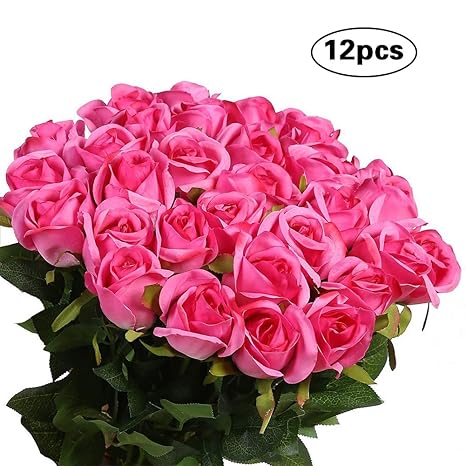 12pcs Artificielle Rose Bouquet De Fleurs En Soie Real Touch