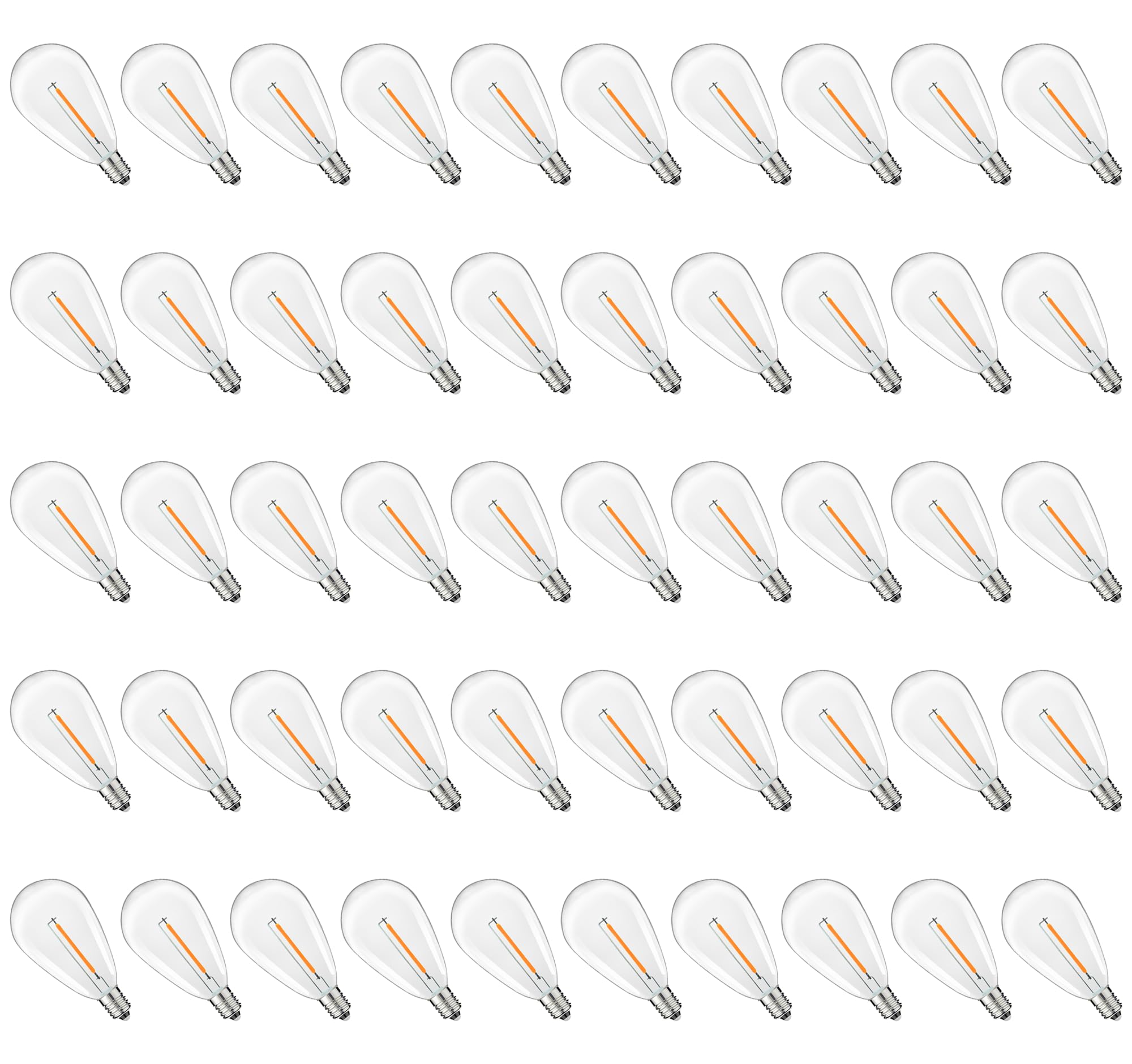 S14 Replacement LED Light Bulbs, Shatterproof & Waterproof 0.6W S14 LED Bulbs, Outdoor String Lights, E12 Base Patio Edison LED Light Bulbs, Warm White 2200K Plastic 70ML Non-Dimmable 50 Pack Image