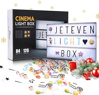 Jeteven Caja de Luz para Pascua Tamaño A4 Lightbox LED con Letras Emoji y Números USB
