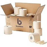 Bumboo Bamboo Toilet Roll 24 Pack | Unbleached Toilet Paper 3 ply, 300 Sheets | Eco Toilet Rolls | Plastic-Free, Soft, Strong
