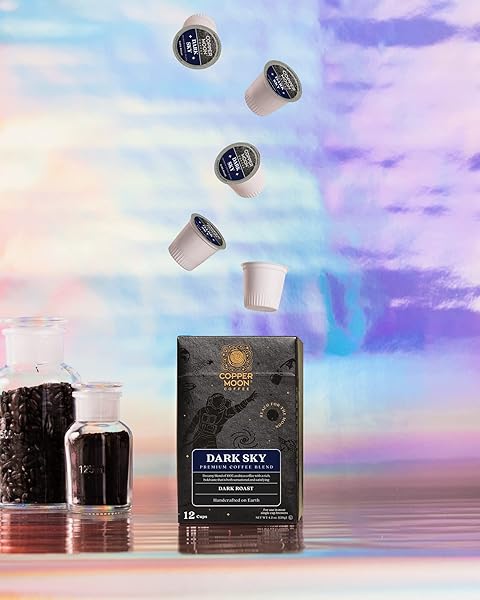 COPPER MOON SINGLE SERVE COFFEE PODS FOR KEURIG K-CUP BREWERS, DARK ROAST, DARK SKY BLEND, 12 COUNT