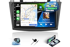 2+64G Android 13 Car Stereo for Mazda 3 2009-2013 with Wireless Apple Carplay Android Auto,9” Touchscreen Car Radio with WiFi