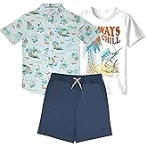 Tommy Bahama Boys Hawaiian Button Down Short-Sleeved Shirt, Graphic T-Shirt & Shorts Set, 3-Piece Summer Outfit for Kids