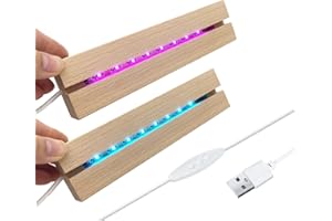 Lyshujli 2Pcs 6“ Wooden LED Light Display Stand Base,Rectangle Wood Led Light Base Wooden Lamp Base for Display Photos Acrylic Pictures Plexiglass Crystal Resin Craft Art Project