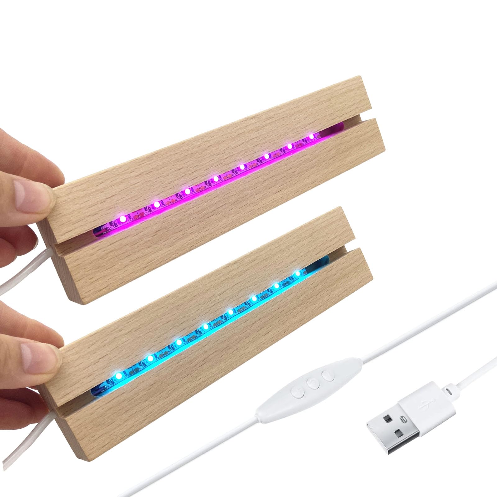 Photo 1 of Lyshujli 2Pcs 6“ Wooden LED Light Display Stand Base,Rectangle Wood Led Light Base Wooden Lamp Base for Display Photos Acrylic Pictures Plexiglass Crystal Resin Craft Art Project