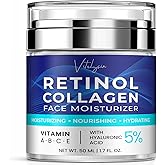 Face Moisturizer for Aging Skin: Wrinkle Cream for Older Women and Men 50 and 60 plus with Retinol, Collagen and Hyaluronic Acid – Facial Moisturizer for Mature Skin, 1.7 fl. Oz (Medium, Unscented)