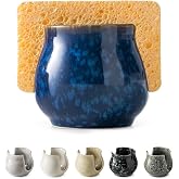 Zoeeker Sponge Holder for Sink, Ceramic Kitchen Scrub Organizer Sink Caddy | Dish Brush Holder Sponge Organizer Cute Scrubby Caddy for Kitchen, Bathroom, Sink, Countertop, Farmhouse Kitchen Decor, Blue
