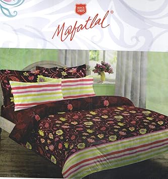 MAFATLAL Cotton King Size Double Bedsheet with 2 Pillow Covers - King, RED