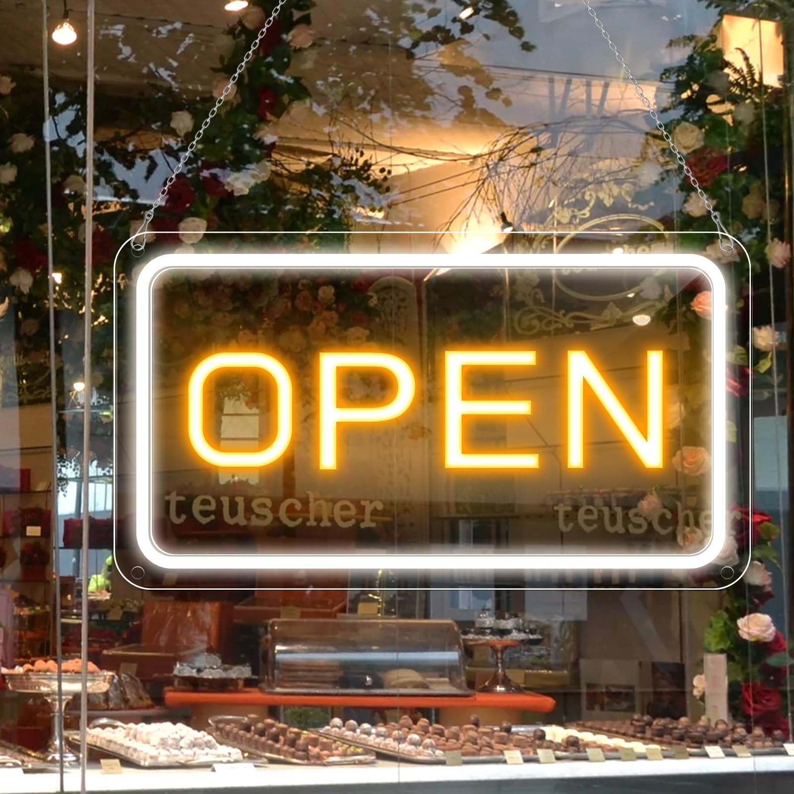 16"x 9" Adjustable Brightness Open Signs for Business, Ultra Bright Lighted Sign Open Powered by USB with ON/OFF, Electric Light up Sign for Stores, Restaurants, Retail Shops, Bar (Horizontal)