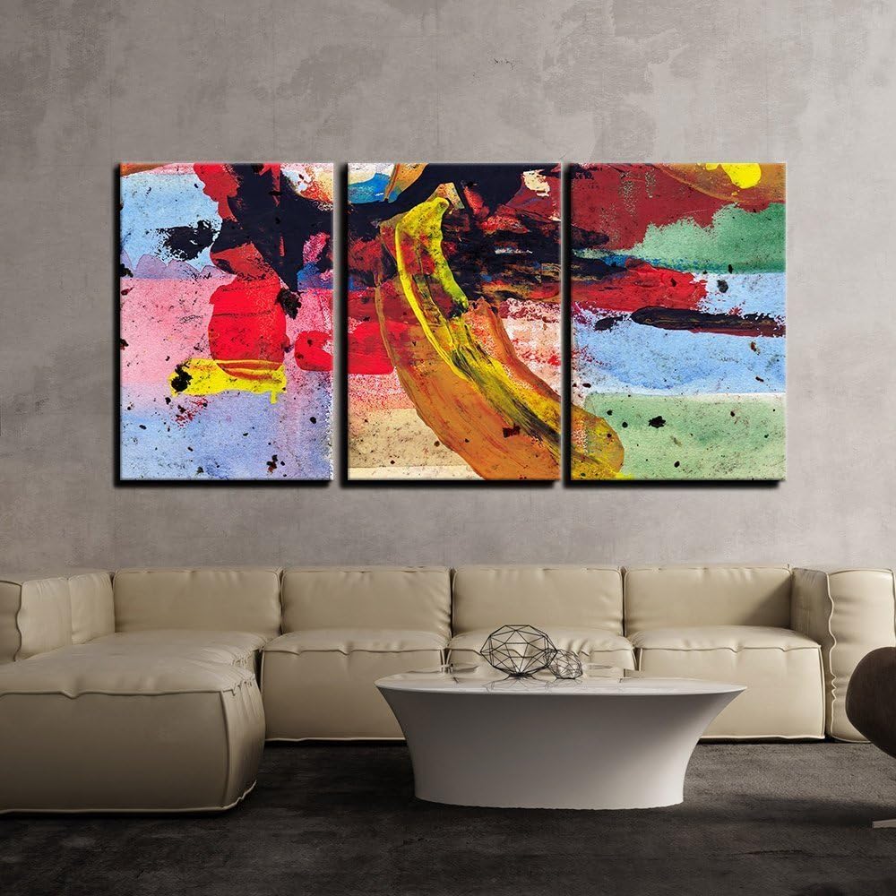 Rabhya International 3-Piece Canvas Wall Art - Gold Color Abstract Artwork - Modern Home Decor Stretched and Framed Ready to Hang - 25x17x3- Inch