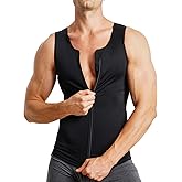 MOLUTAN Mens Compression Shirt Belly Slimming Body Shaper Vest Sleeveless Zipper Undershirt Tank Top Shapewear for Stomach