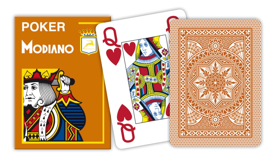 Modiano Texas Poker 4 Jumbo Index Brown - Texas Poker Playing Cards