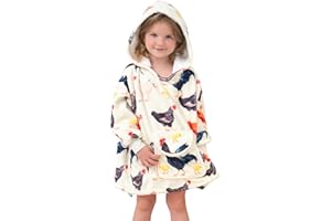OHOIT Cute Chicken Wearable Blanket Hoodie for Kids 2-6 Year Old - Girl Hooded Blanket with Oversized Pocket - Chicken Decor Rooster Soft Flannel Cozy Sweatshirt Blanket for Toddler Birthday Gifts